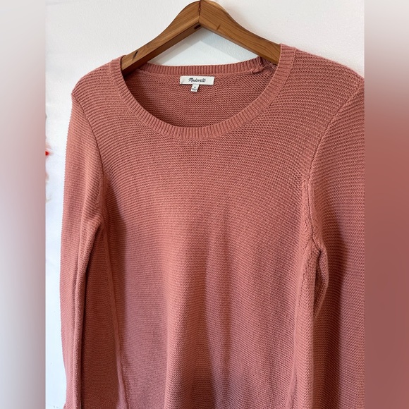 Madewell Riverside Textured Waffle Knit Sweater Mauve Pink Women's Size Medium - Picture 4 of 6